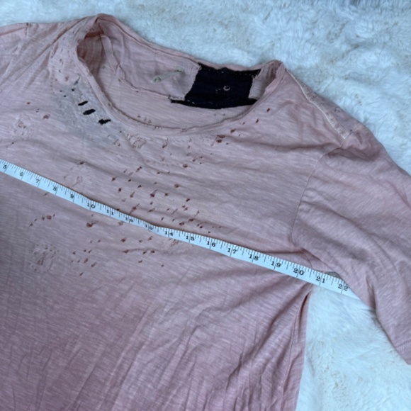 Magnolia Pearl Women's Shirt Distressed Ombre Tunic Top Short Sleeve Pink OSFM - Picture 4 of 9